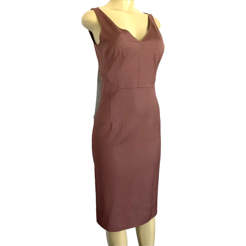 Michael Kors Collection Dress Sheath Midi Sleeveless V Neck Eggplant Purple S 6 - Picture 2 of 8